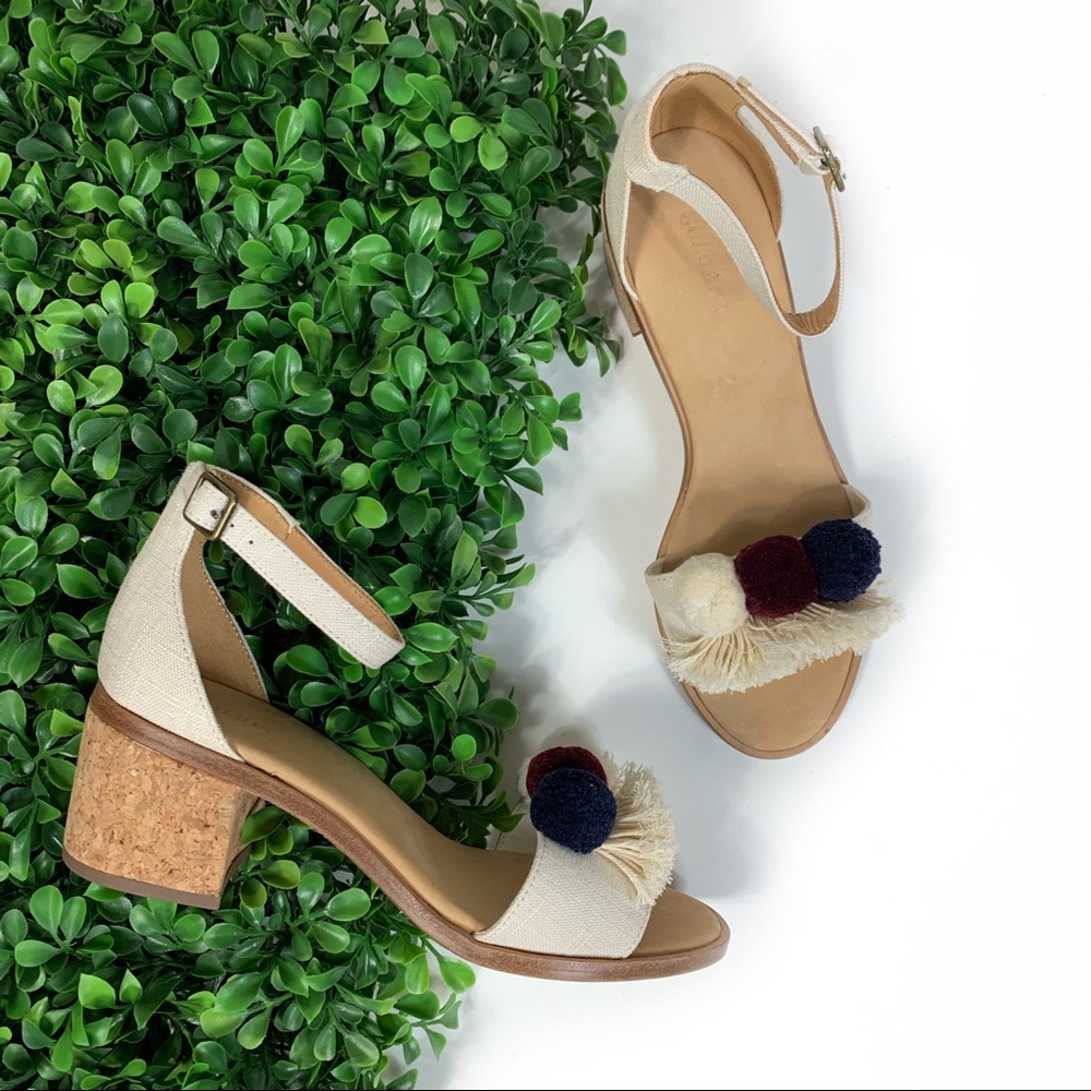 Soludos Capri Linen Blush Pompom Heeled Sandal NIB - Picture 3 of 8